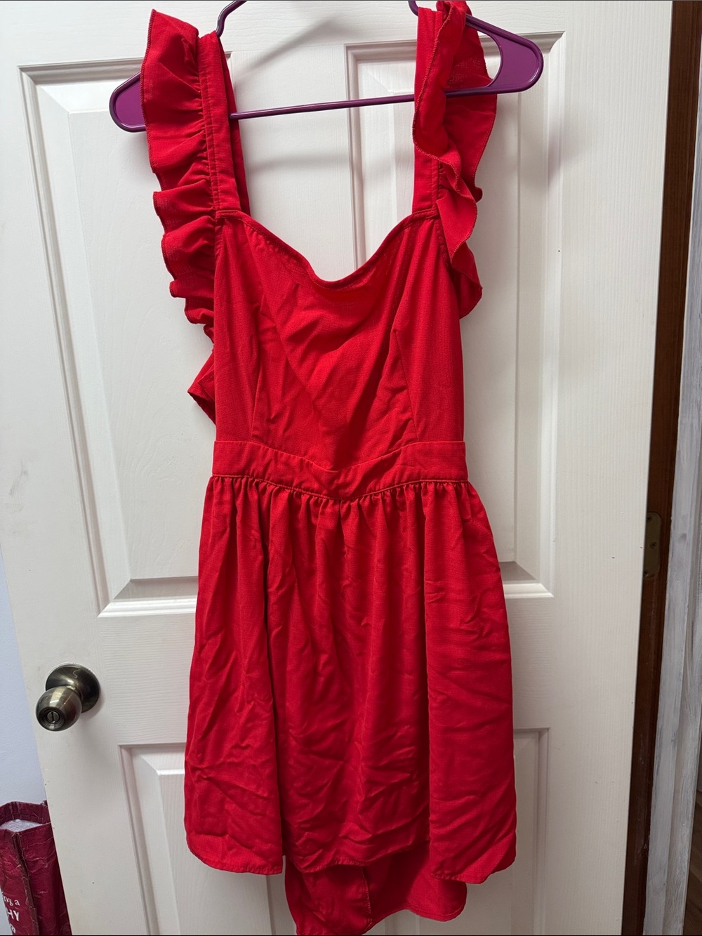 Girls Red Ruffle Strap Dress